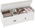 HOMEFORT 41.3" Shoe Bench with Lift Top Storage, Entryway Bench with Cushioned Seat, Wooden End of Bed Bench, Shoe Cabinet Bench with Hidden Storage Space, for Bedroom, Hallway,White