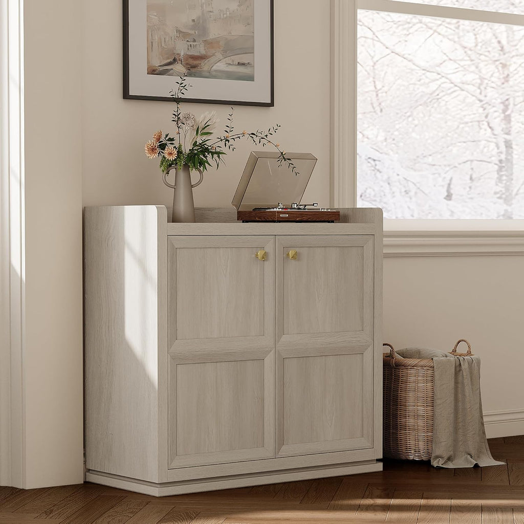 SICOTAS Buffet Cabinet with Storage 101" Sideboard Accent Storage Cabinet for Bedroom Dining Room Living Room Entryway with Doors & Shelves Modern Buffet Table with Golden Handle Credenza Side Board