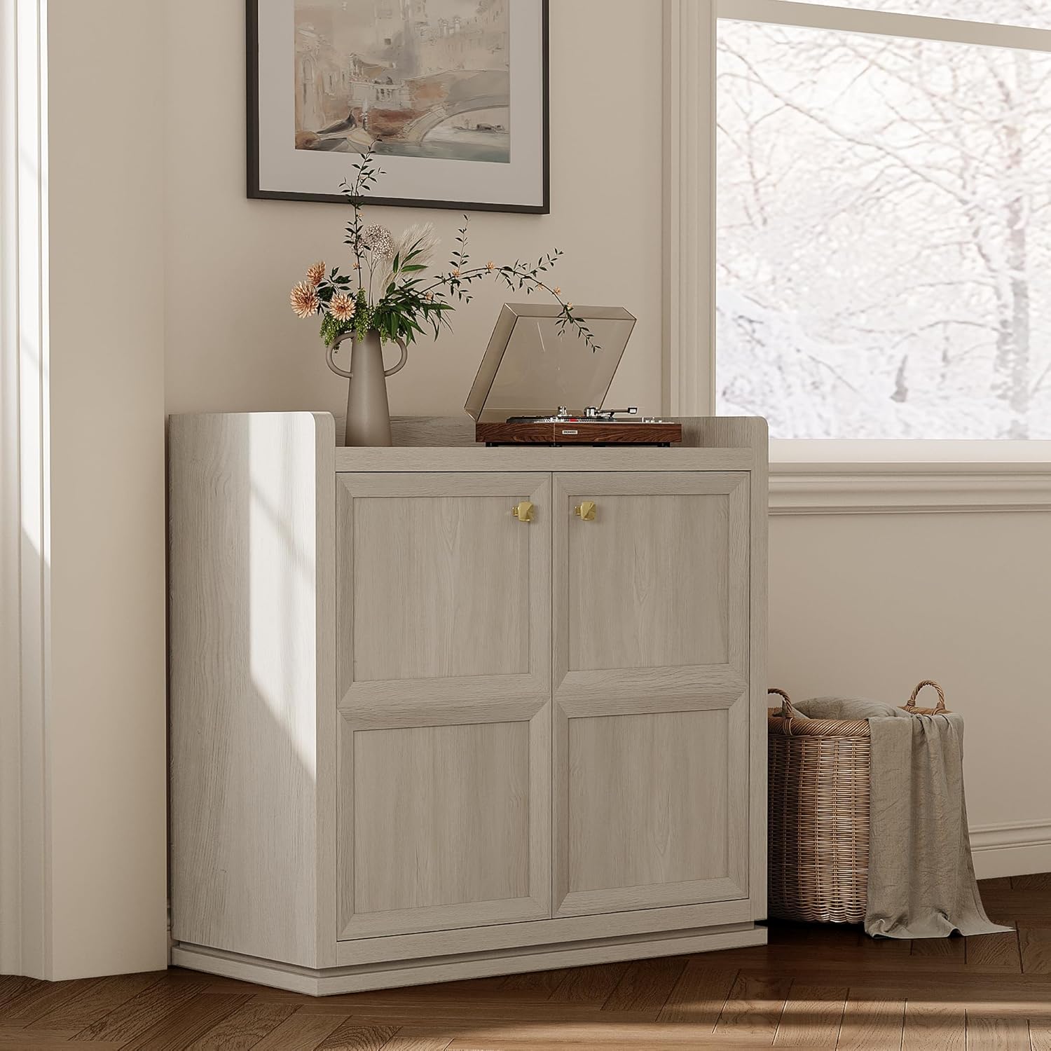SICOTAS Buffet Cabinet with Storage 101" Sideboard Accent Storage Cabinet for Bedroom Dining Room Living Room Entryway with Doors & Shelves Modern Buffet Table with Golden Handle Credenza Side Board