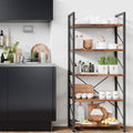 5 Tiers Bookshelf, Classically Tall Bookcase Shelf, Industrial Book Rack, Modern Book Holder in Bedroom/Living Room/Home/Office, Storage Rack Shelves for Book, Brown