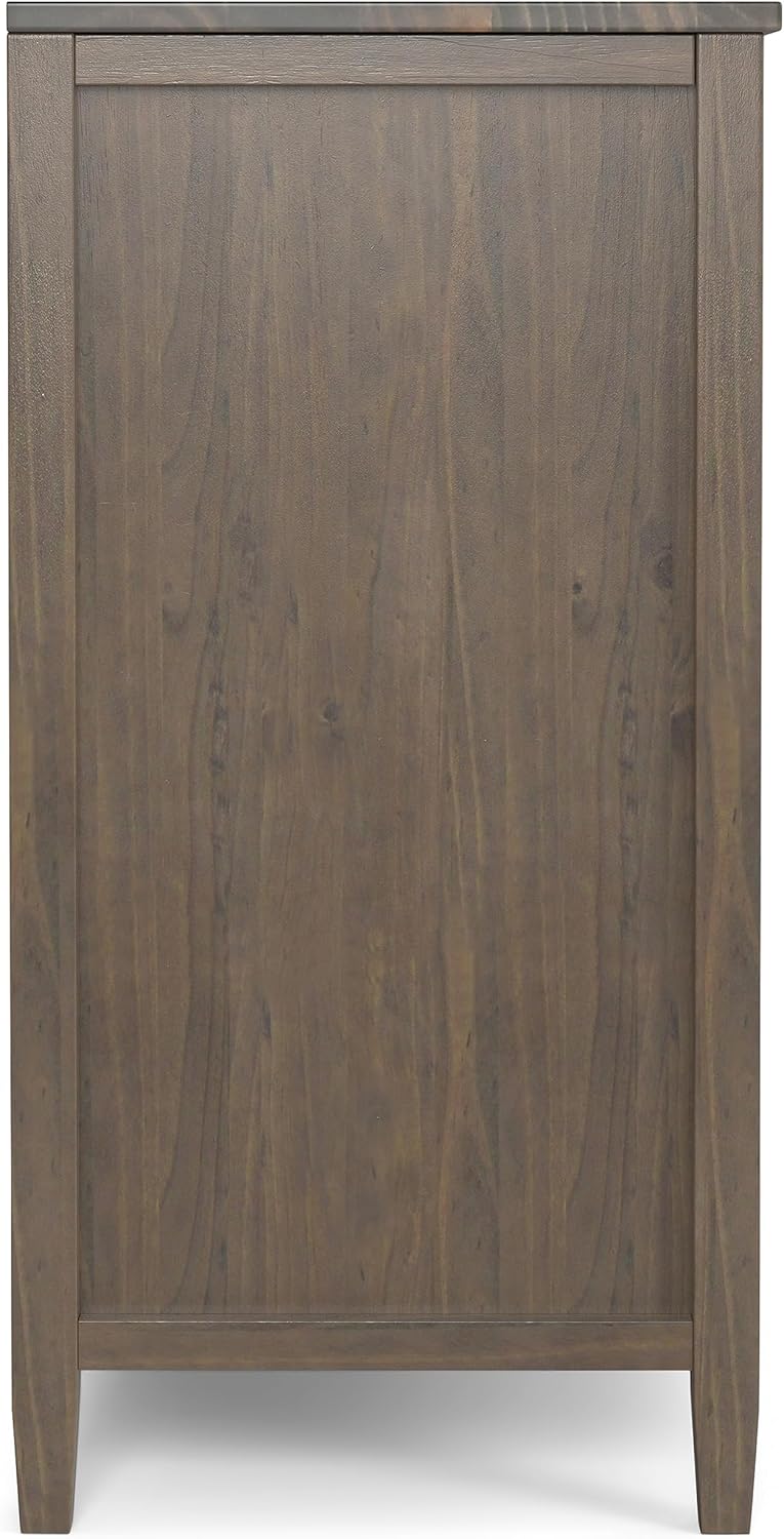 SIMPLIHOME Ela Buffet - 54 inch Wide Solid Wood 3-Door Sideboard Buffet in Smoky Brown, Transitional Storage Cabinet for Dining Room or Kitchen with Adjustable Shelves and Brushed Metal Hardware