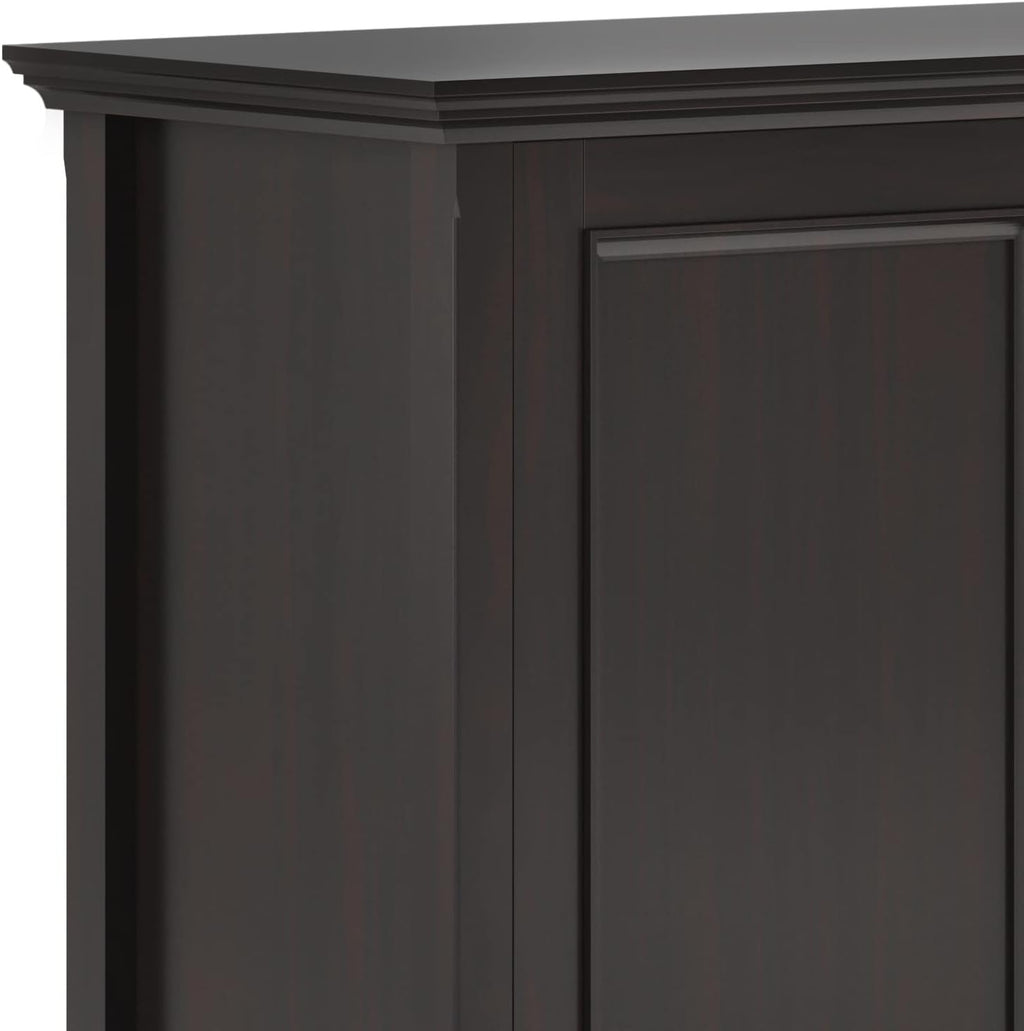SIMPLIHOME Amherst 60-inch Wide Solid Wood 3-Door Storage Cabinet in Hickory Brown, Transitional-Style Buffet Sideboard for Living Room, Dining Room or Entryway