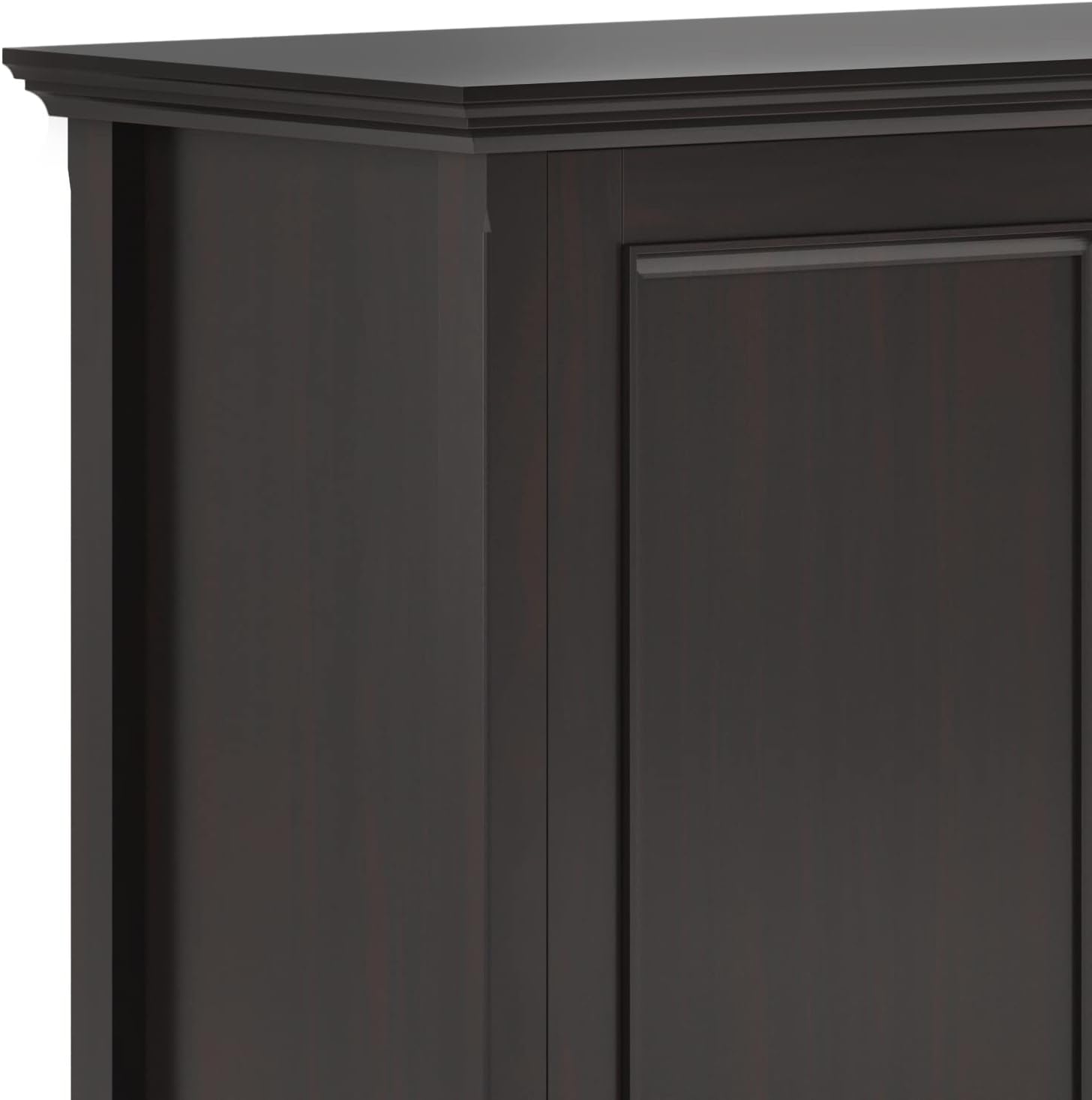 SIMPLIHOME Amherst 60-inch Wide Solid Wood 3-Door Storage Cabinet in Hickory Brown, Transitional-Style Buffet Sideboard for Living Room, Dining Room or Entryway