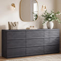 SICOTAS Sideboard Buffet Storage Cabinet, Fluted Credenza Liquor Cabinet with 3 Drawers, Mid Century Modern Coffee Bar Cabinet Console Table for Kitchen Hallway (3 Pieces)