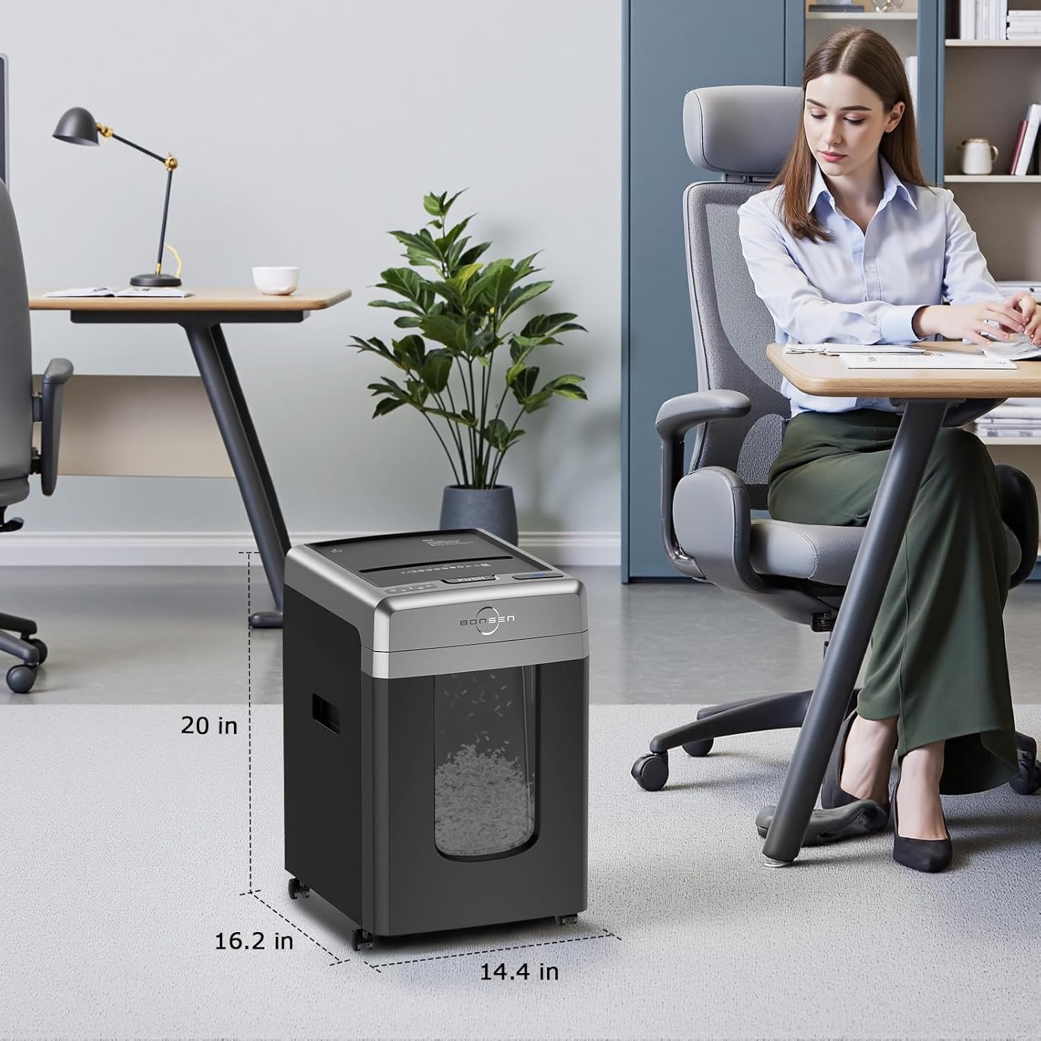 BONSEN 300-Sheet Auto Feed Paper Shredder, 60 Minutes Non-Stop Commercial Grade Heavy Duty Shredders for Office, 8.1 Gallon Micro Cut Document Shredder, P-4 Security Level,58dB Super Quiet