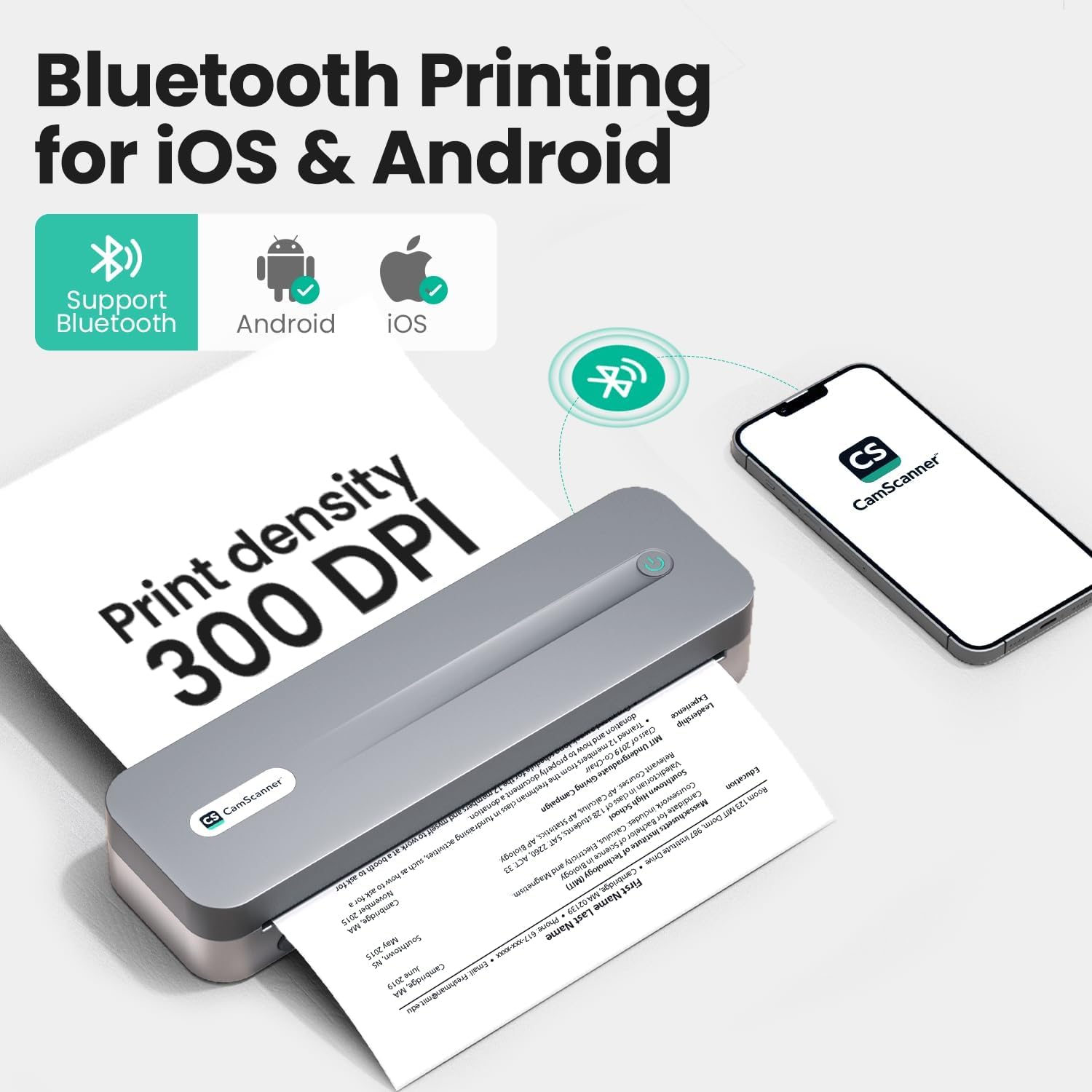 P1 Pro Ink-Free Thermal Printer, Portable US Letter Size Bluetooth Printer with 1 Roll Paper, for iPhone Android Computer, Home Office Use