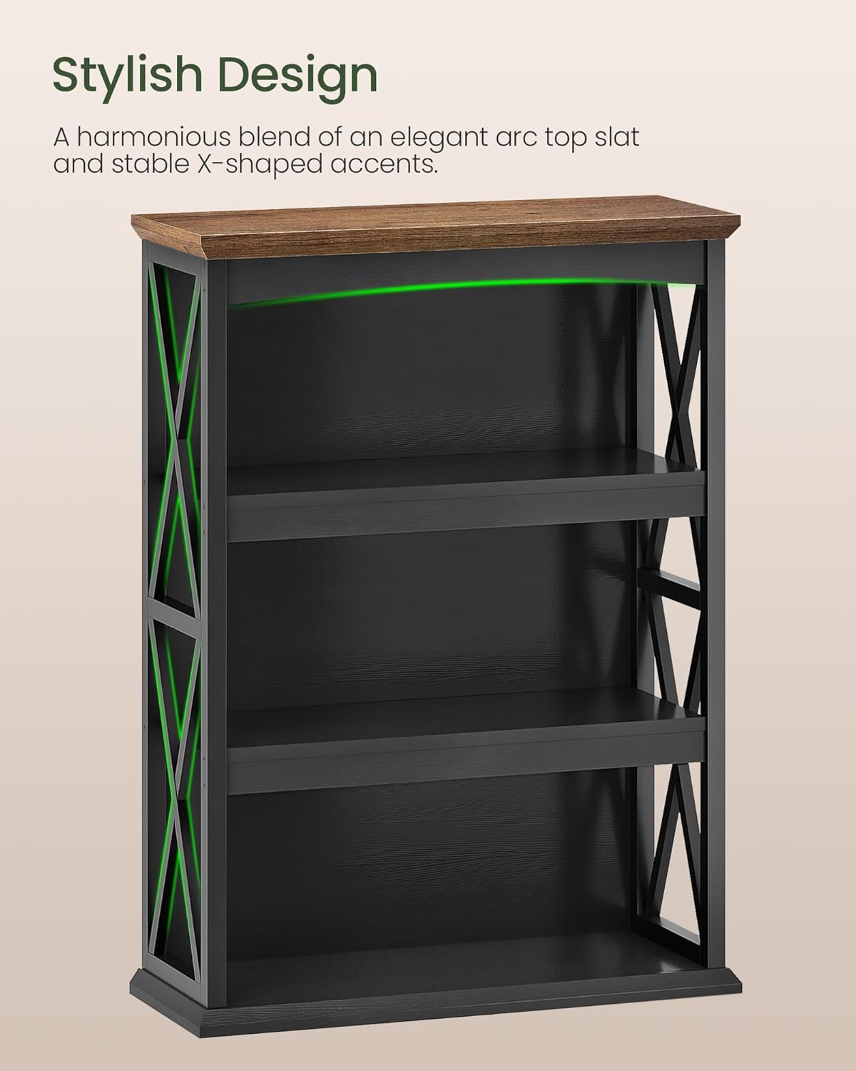 CHOEZON 4-Tier Bookcase, 42.9" Floor Standing Organizer Shelf, Corner Book Stand, Metal Frame, for Study, Bedroom, Living Room, Black and Walnut TSJ01BL