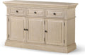 Maven Lane Theo Traditional Large Wooden Sideboard, Accent Buffet Server Table with Doors for Kitchen or Living Room in Antiqued White Finish