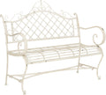 SAFAVIEH Outdoor - Abner Outdoor Iron Garden Bench - Antique White - Scrollwork Design - Ideal for Patio, Deck, Porch, Garden, 17" Seat Height (PAT5017A)