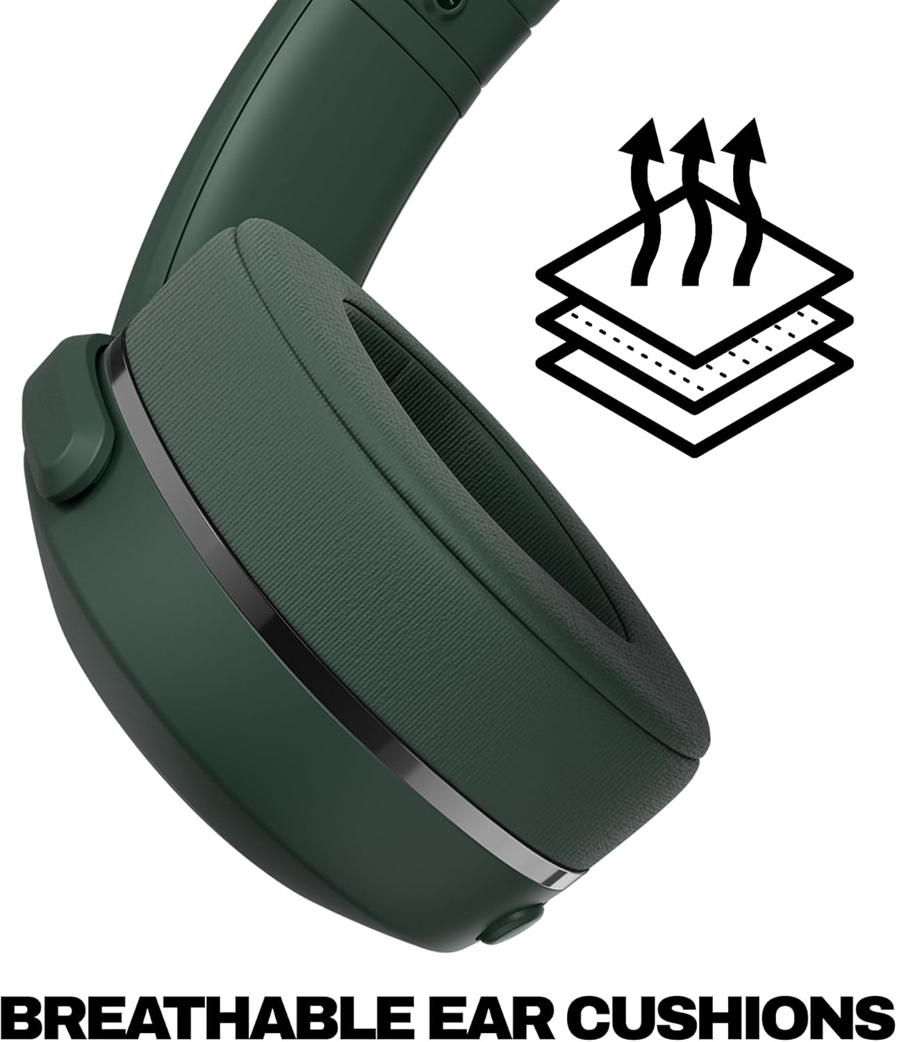 Skullcandy Crusher 540 Active Wireless Bluetooth Headphones with Multi-Sensory Bass, Noise Isolating Over-Ear Fit, Sweat and Water Resistant, 40 Hours Battery, Microphone for iPhone Android - Forest
