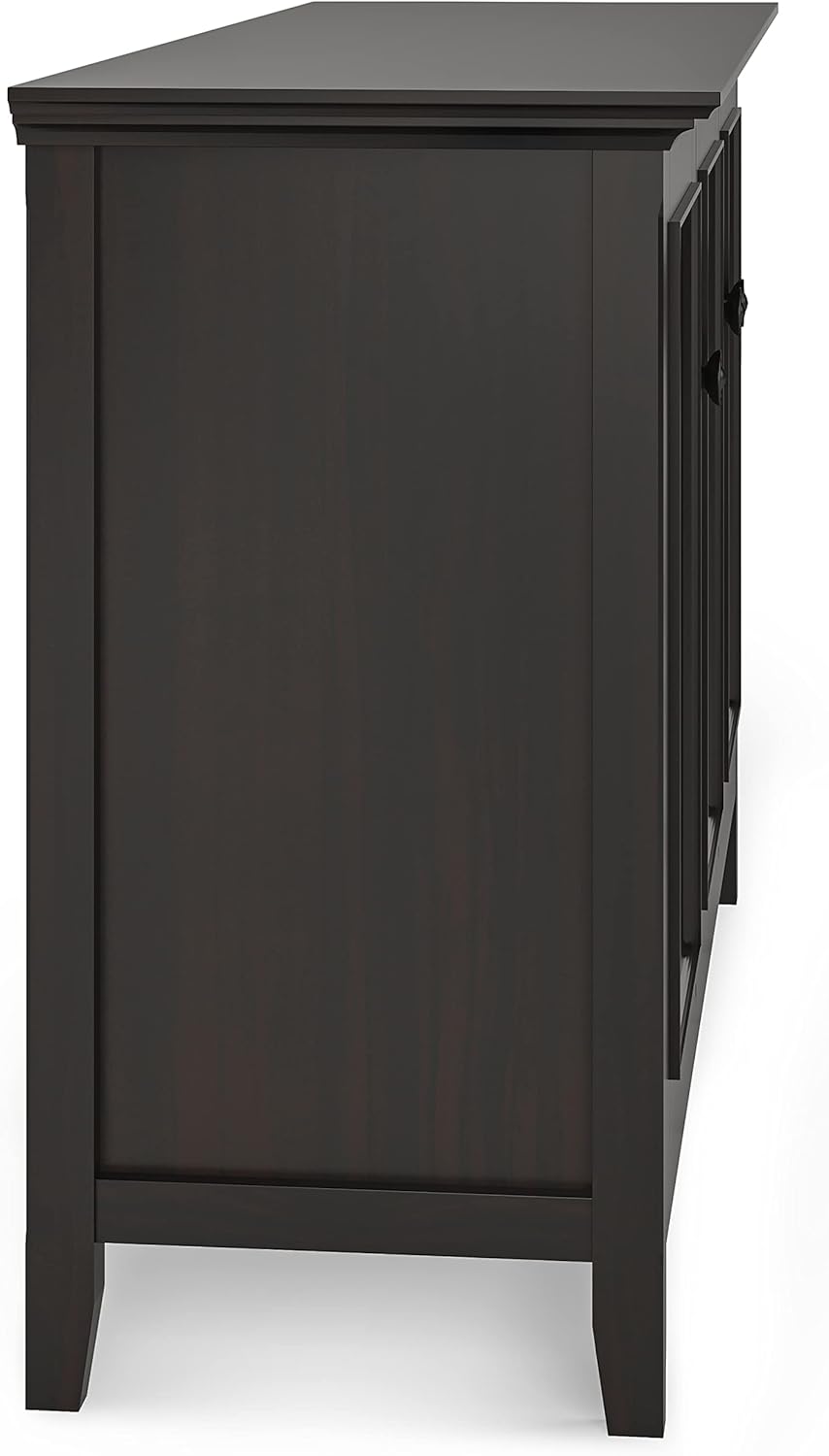 SIMPLIHOME Amherst 60-inch Wide Solid Wood 3-Door Storage Cabinet in Hickory Brown, Transitional-Style Buffet Sideboard for Living Room, Dining Room or Entryway