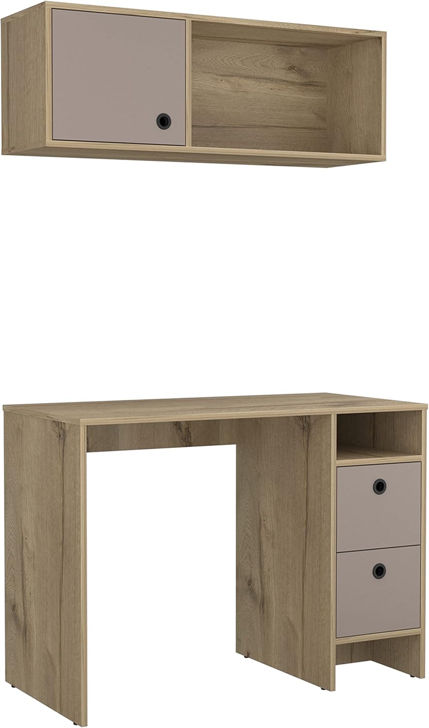 1-Office Set Budest, Office, Light Oak/Taupe,Multicolor