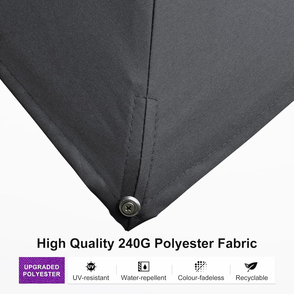 PURPLE LEAF 11FT Patio Umbrella With Base Square Cantilever Umbrella Teak Finished Aluminum Frame Large Windproof Offset Outdoor Sun Umbrellas for Beach Pool Deck, Grey
