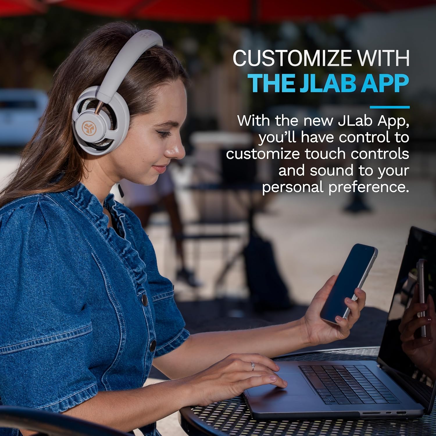 JLab JBuds Open Wireless Headphones – Open-Ear, Comfortable All-Day Fit, 24+ Hour Playtime, Immersive Sound, Bluetooth Headphones with App Control, White