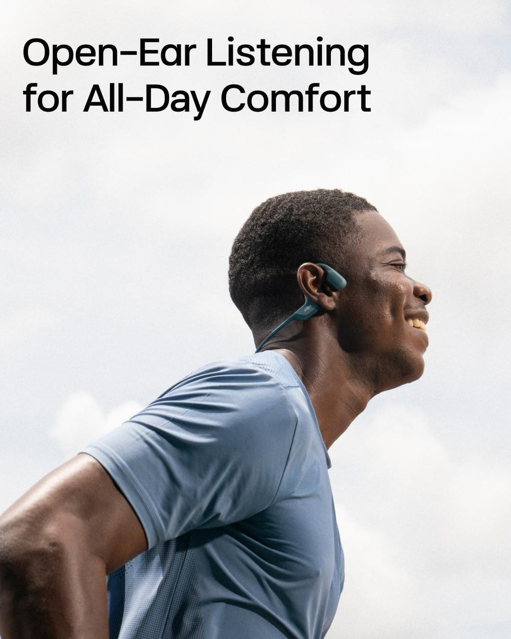 SHOKZ OpenRun Pro-Bone Conduction Headphones, Open-Ear Bluetooth Wireless Sport Headphones for Running and Workout, Sweat Resistant, Long Battery Life, Premium Deep Bass, Mic .with Hair Band, Blue