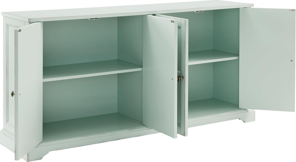 Crosley Furniture Holbrook Traditional Sideboard Buffet Cabinet, Kitchen Storage, Living Room TV Stand, Distressed Seafoam Blue