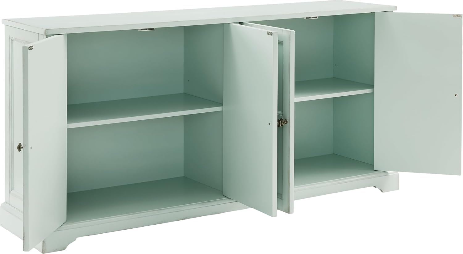 Crosley Furniture Holbrook Traditional Sideboard Buffet Cabinet, Kitchen Storage, Living Room TV Stand, Distressed Seafoam Blue