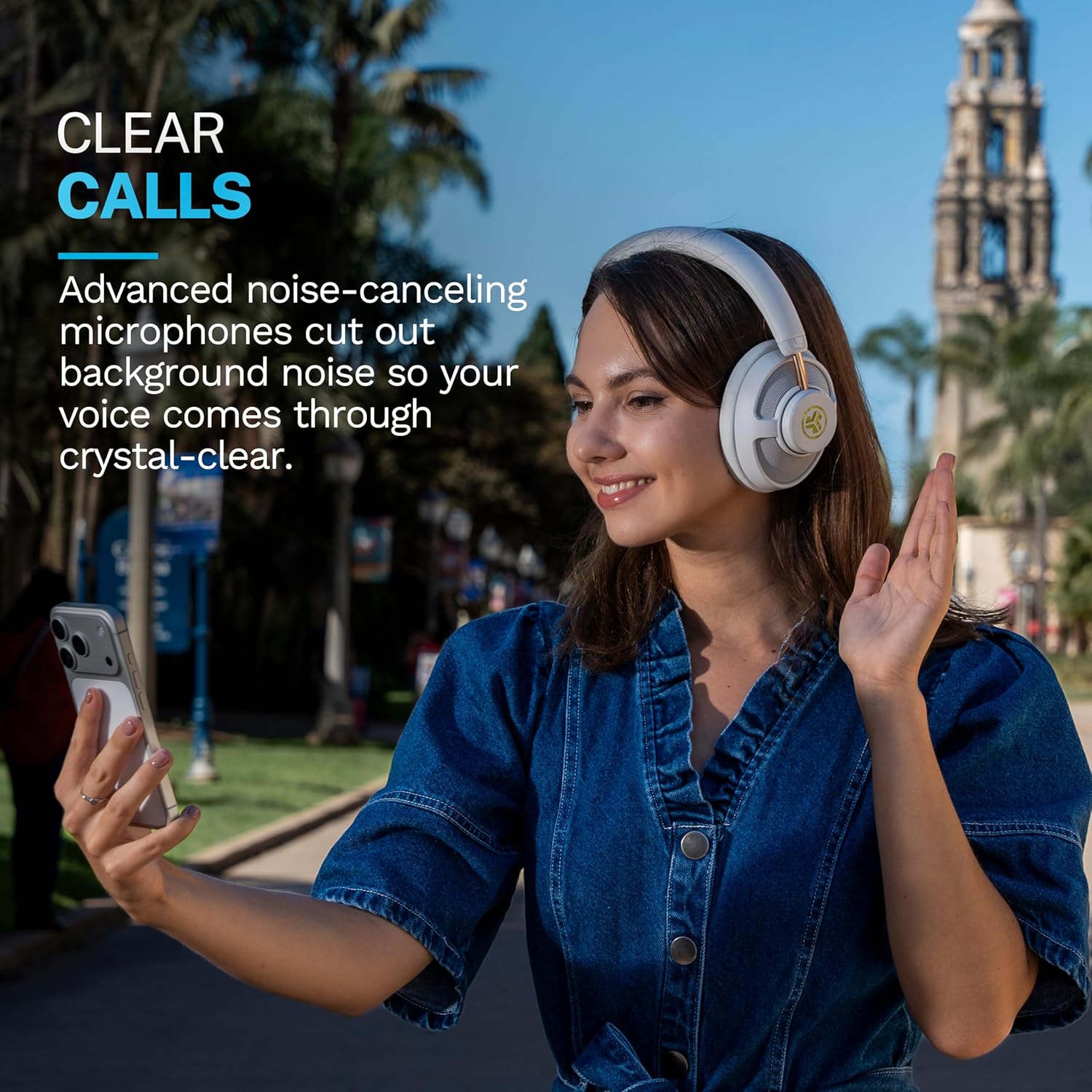 JLab JBuds Open Wireless Headphones – Open-Ear, Comfortable All-Day Fit, 24+ Hour Playtime, Immersive Sound, Bluetooth Headphones with App Control, White