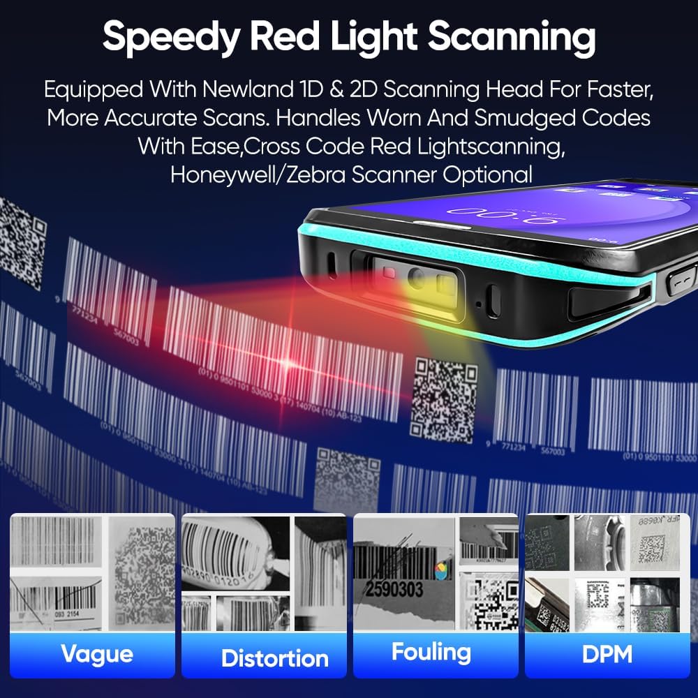 FYJ Android 13 Barcode Scanner 5.5'' Screen, 4GB+64GB Rugged PDA Handheld Mobile Computer with 1D/2D/QR Bar Code Scanner for Warehouse,Logistics,Inventory