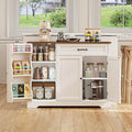 Gizoon Kitchen Coffee Bar Cabinet with Storage Kitchen Sideboard Buffet Cabinet with Drawers, Short Pantry with Door and Shelves for Bathroom and Living Room, White and Rustic