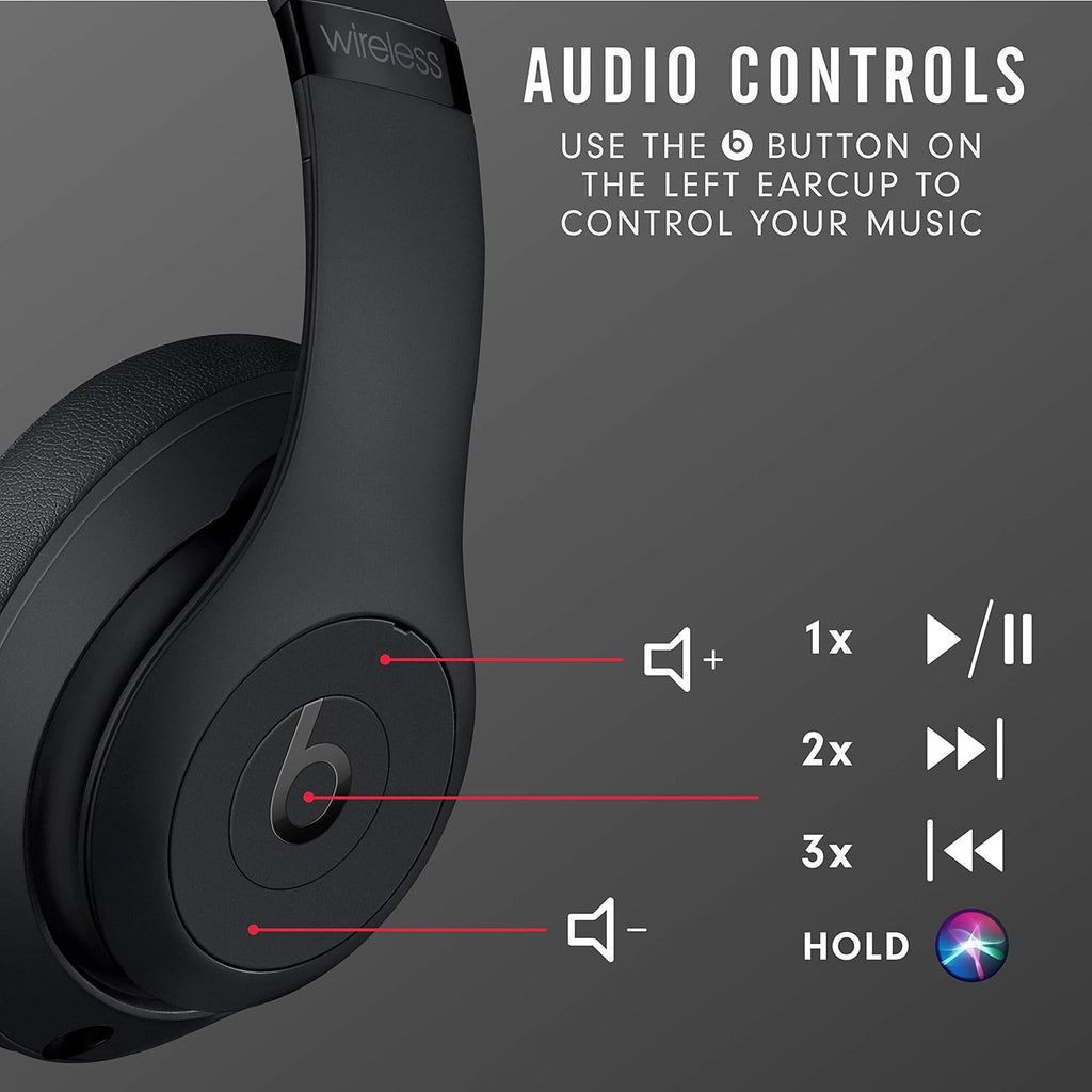 Beats Studio3 Wireless Noise Cancelling Over-Ear Headphones - Matte Black (Renewed)