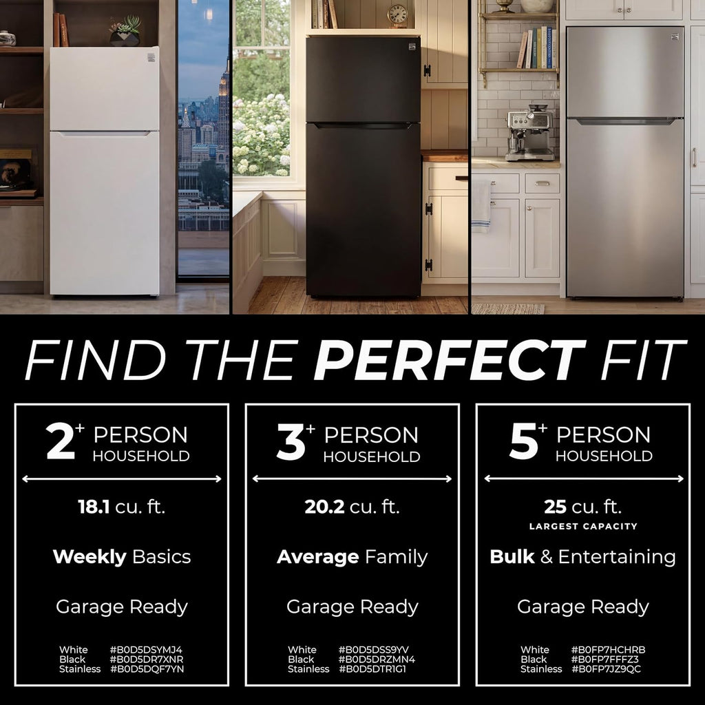 Kenmore 30" Top Mount Refrigerator with Freezer - Adjustable Shelving, Humidity-Controlled Crispers, LED Lighting, ENERGY STAR Certified, Garage Ready, 18.1 cu. ft. Capacity - White