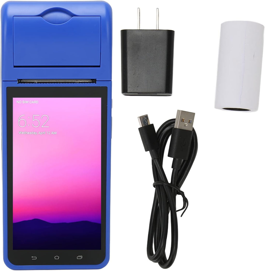 Zunate Handheld PDA POS with 5.5in Touch Screen, POS Receipt Printer 58mm Thermal Printer, 2GB + 32GB 4G LTE Mobile POS Receipt Printer for 1D 2D QR Barcode (US Plug)