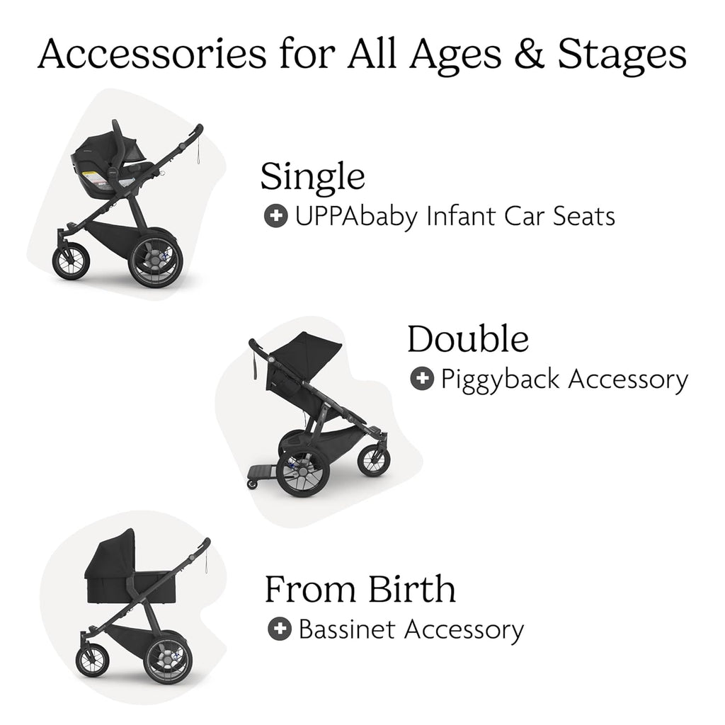 UPPAbaby Ridge V2 Jogging Stroller | All-Terrain Performance Suspension + Never-Flat Tires Built for Walking, Running + Trails | Water Bottle Holder Included | Savannah (Pearl Grey | Carbon Frame)
