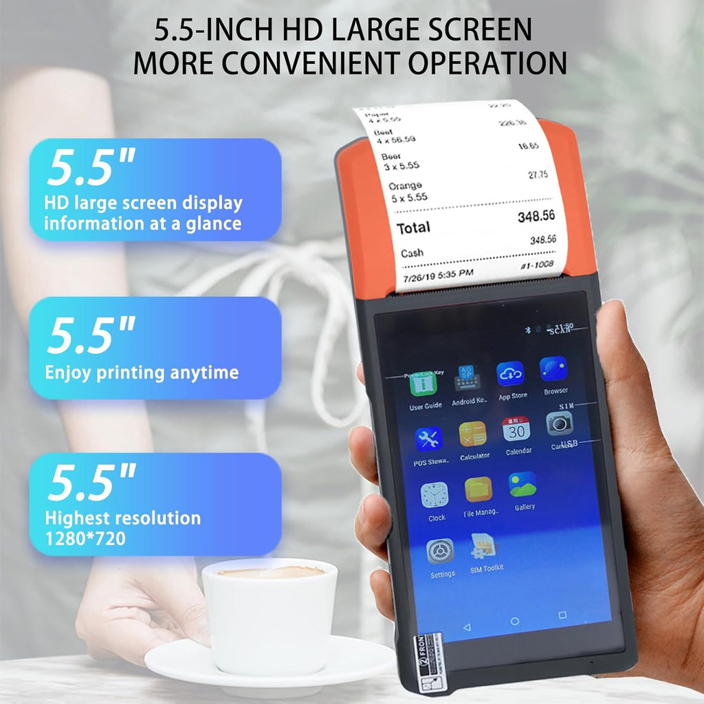 Bisofice Android 11.0 Barcode Scanner 2D 1D Handheld POS Terminal 5.5-inch Touchscreen PDA Scanner 2MP Camera for Warehouse Inventory Logistics Retail POS System