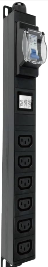 Metered-Breaker PDU, 240V, L6-30P, 30A, 7200W, 6 C13 Outlets, Crypto Mining, Data Center, ASIC/RIGS, Rack Mountable