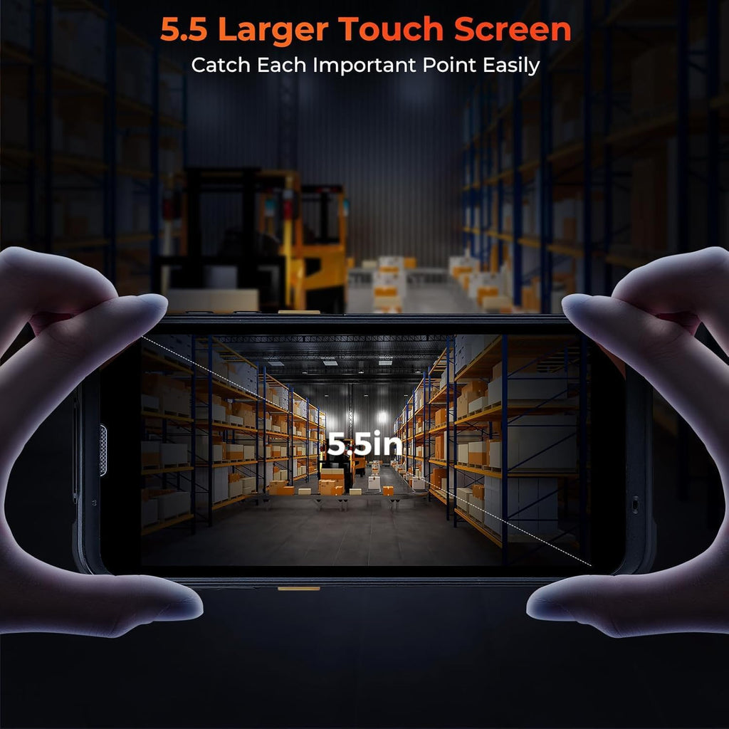 MUNBYN Upgraded Android 13 Bar Code Scanner with 5.5" Screen, Handheld Mobile Computer Wi-Fi 6, 4G LTE Wireless NFC Rugged PDA, Equip 1D/2D QR Zebra SE4710 Scanner Engine, WMS Inventory Scanner