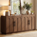 Evermagin 67" Arched Walnut Buffet Cabinet with Storage, Large Credenza with 4 Doors, Wood Mid Century Modern Sideboard for Kitchen and Living Room (67"*31.5"*15.7")