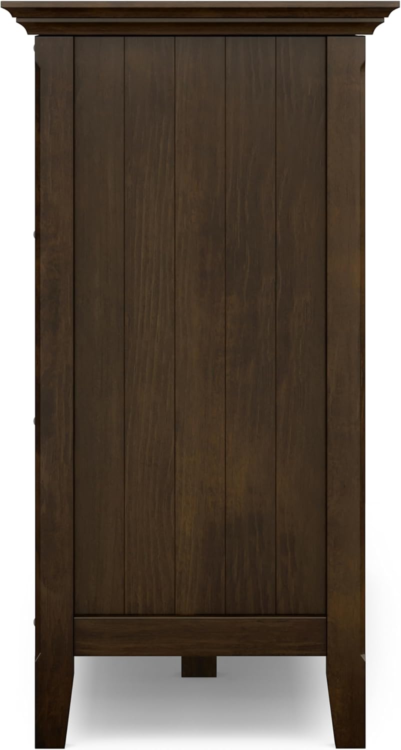 SIMPLIHOME Bedford Storage Cabinet - 62 inch Wide Solid Wood Sideboard Cabinet in Dark Tobacco Brown, Transitional Buffet for Living Room, Dining Room, or Entryway with Glass Doors and Shelves