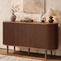 ONBRILL 55" Buffet Sideboard Cabinet with Sliding Doors, Mid-Century Modern Sideboard Buffet Cabinet with Storage & Adjustable Shelves, Accent Coffee Bar Console Table for Kitchen, Entryway, Walnut