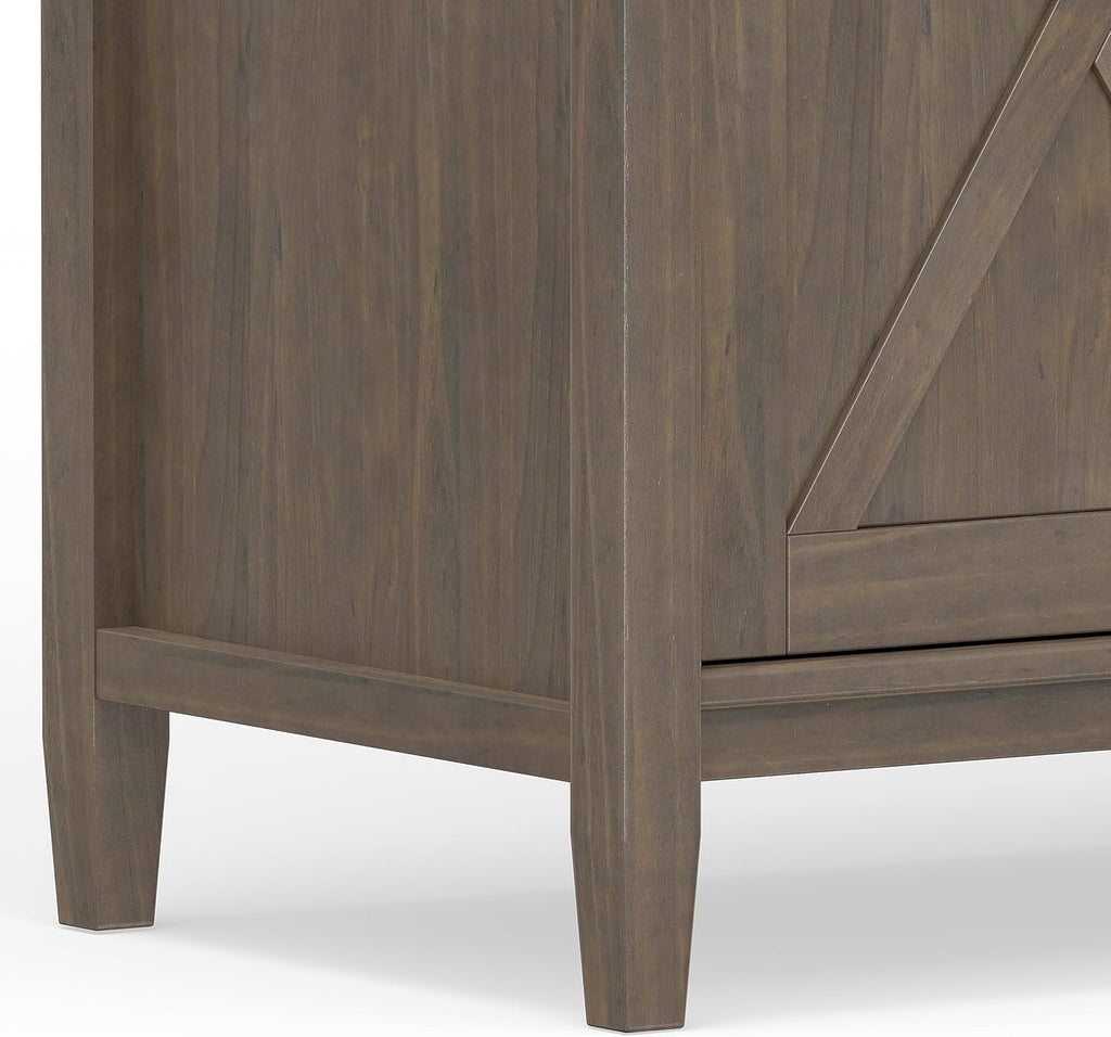 SIMPLIHOME Ela Buffet - 54 inch Wide Solid Wood 3-Door Sideboard Buffet in Smoky Brown, Transitional Storage Cabinet for Dining Room or Kitchen with Adjustable Shelves and Brushed Metal Hardware
