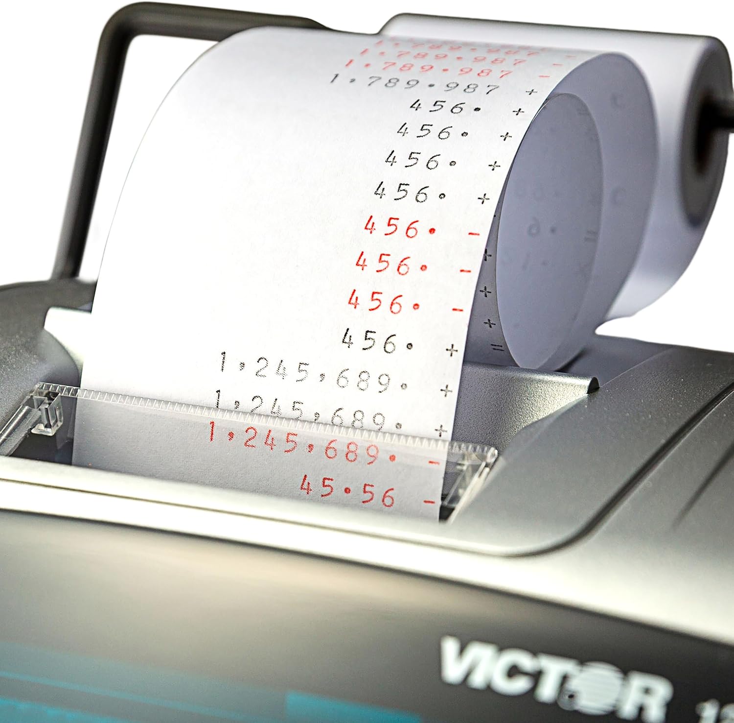 Victor 12-Digit Desktop Adding Machine, Large Easy To Read Display, Tape Print Out with 4,5 lines-per-second ribbon printer, Tax, Cost, Sell and Margin keys (1240-3A)