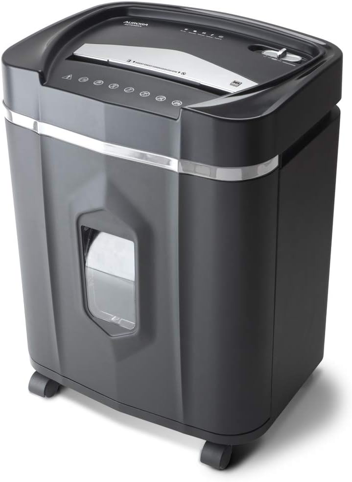 Aurora AU1640XA Anti-Jam 16 Sheet Crosscut Paper/CD and Credit Card/ 5 Gal Pullout Basket Shredder, 30 Minutes Continuous Run Time