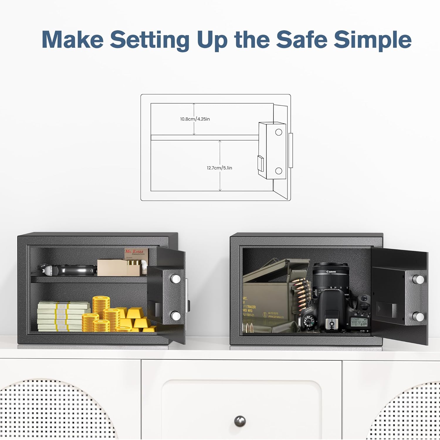 Locksworth Safe for Home, 0.6 Cubic Feet Safety Box, Lock Box for Money, Jewelry, Documents and Guns, Digital Security Safe for Office, Hotel and Personal Use, 13.8"W x 9.8"D x 9.8"H