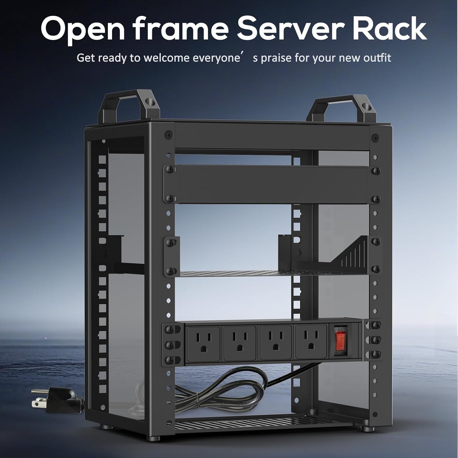 6U Network Rack Unit with Rack-Mounted PDU Power Outlets, a 10-inch Mini Server Rack, and a Depth of 7.87 inches. Suitable for IT Equipment, Networks, Servers, Audio and Video Equipment.
