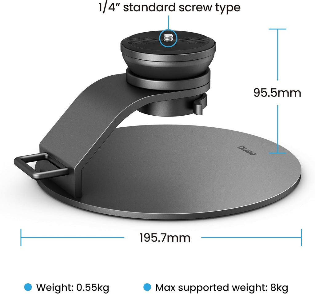BenQ Desktop Projector Stand – Portable, Stable Design, Tilt 20°, Rotate 360°, Lock with Switch, 1/4" Screw, Metal Base, Anti-Slip Pads, for GP520 and Other Projectors