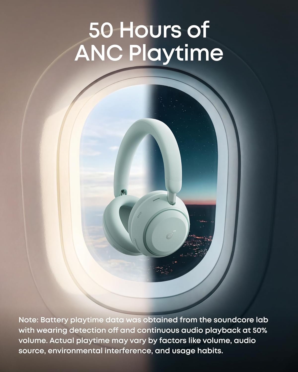 Soundcore Space 2 by Anker, Active Noise Cancelling Headphones, Comfortable Fit, 50H Playtime, LDAC Hi-Res Wireless Audio, Dual Connection, Clear Calls, Bluetooth 6.1, Nap Mode, Wearing Detection