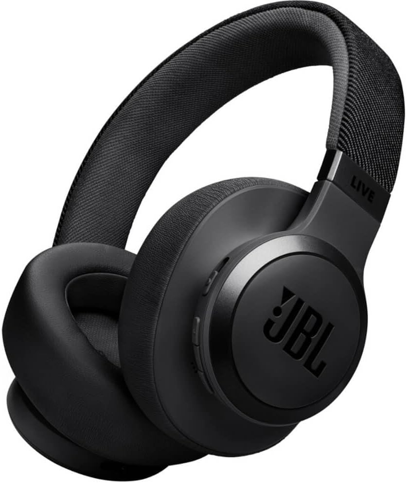 JBL Live 770NC - Wireless Over-Ear Headphones with True Adaptive Noise Cancelling with Smart Ambient, Up to 65 Hours of Battery Life, Comfort-fit Fabric Headband & Carrying Pouch (Black) (Renewed)