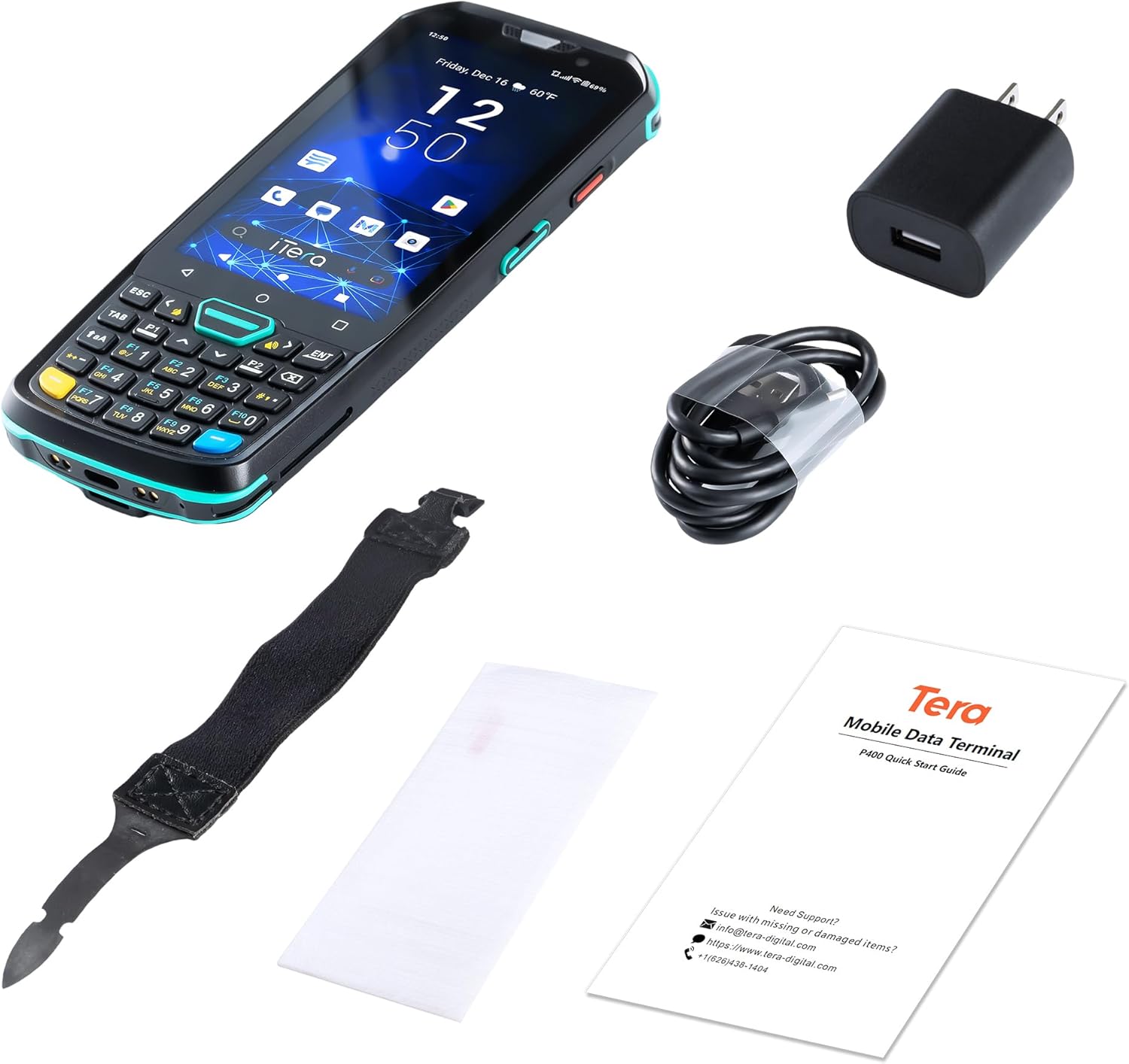 Android 13 Barcode Scanner PDA: with HS7 Scan Engine 26 Keys 4" Touch Screen 5100mAh Battery IP67 Rugged 2D Handheld Computer for Warehouse Logistics Industrial Use P400
