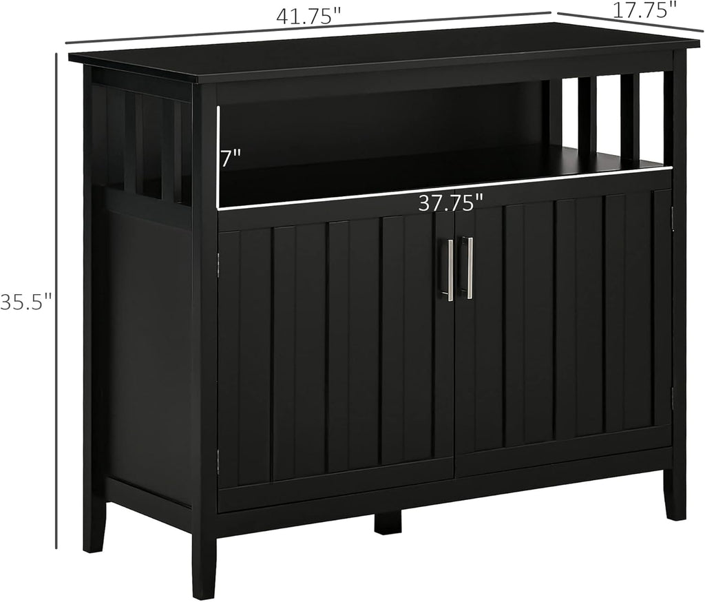 HOMCOM Sideboard Buffet Cabinet, Coffee Bar Cabinet with 2 Doors and Adjustable Shelves, Console Table for Kitchen Entryway Living Room, Black