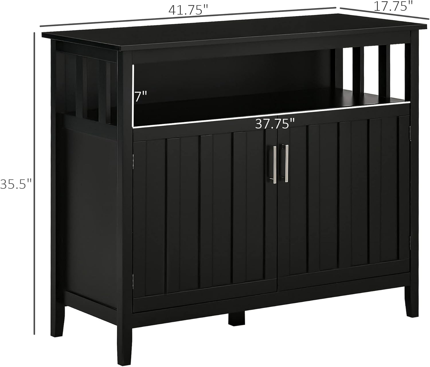 HOMCOM Sideboard Buffet Cabinet, Coffee Bar Cabinet with 2 Doors and Adjustable Shelves, Console Table for Kitchen Entryway Living Room, Black