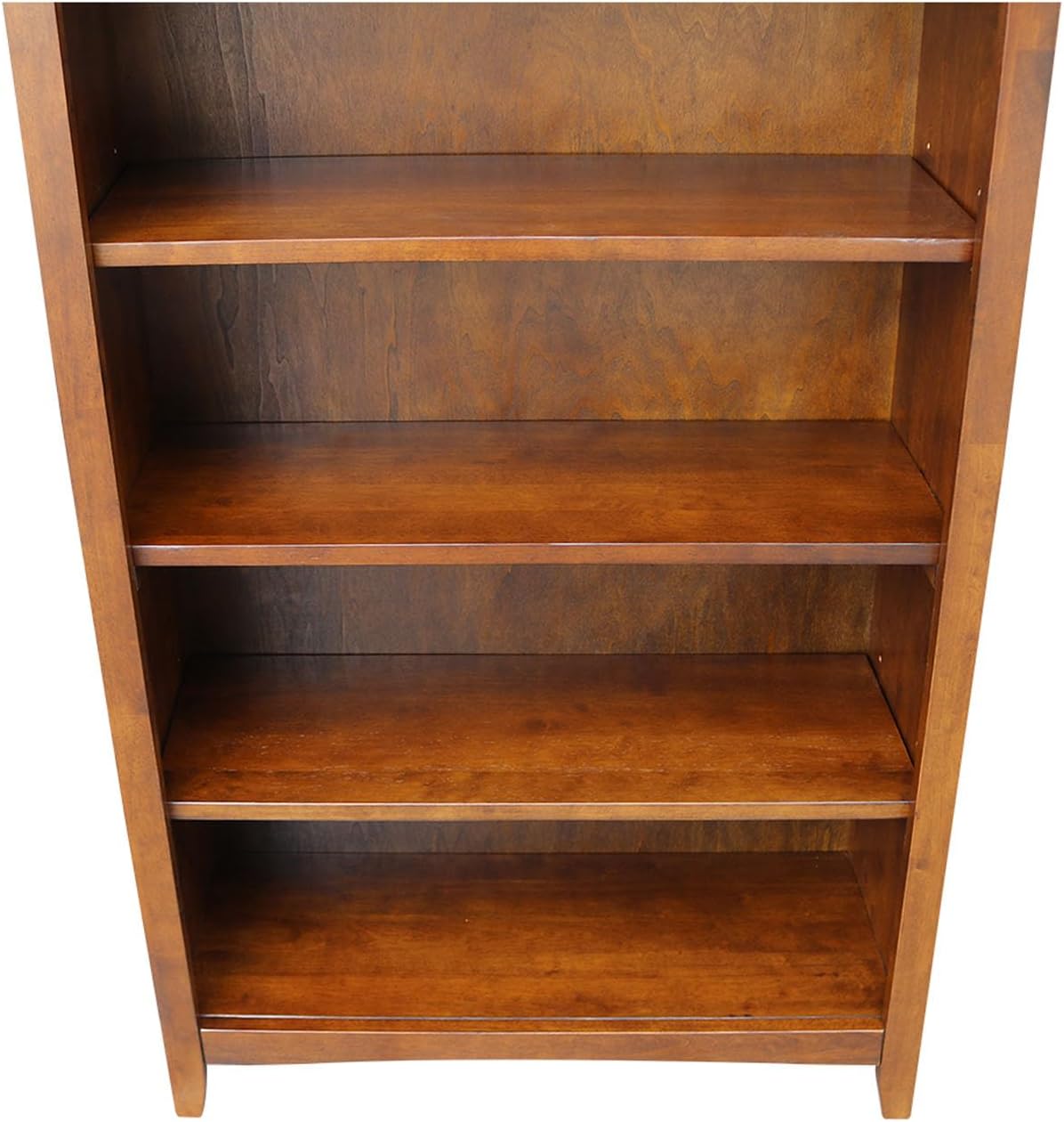 Solid Wood Bookcase 48" High, Adjustable Shelves, Parawood Construction, Easy Assembly, Kitchen/Dining Storage Furniture
