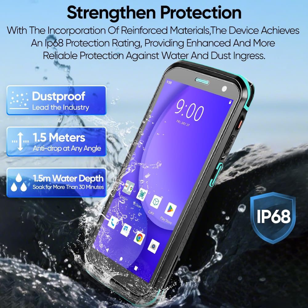 FYJ Android 13 Barcode Scanner 5.5'' Screen, 4GB+64GB Rugged PDA Handheld Mobile Computer with 1D/2D/QR Bar Code Scanner for Warehouse,Logistics,Inventory