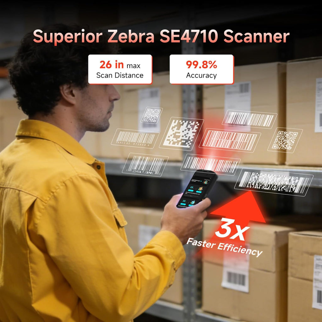 Android 15 Barcode Scanner T50C, Zebra SE4710 Rugged Handheld PDA, 5" Touchscreen Industrial Mobile Computer, IP65 Data Terminal w/4G LTE WiFi GPS, Inventory Scanner for Warehouse Logistics WMS