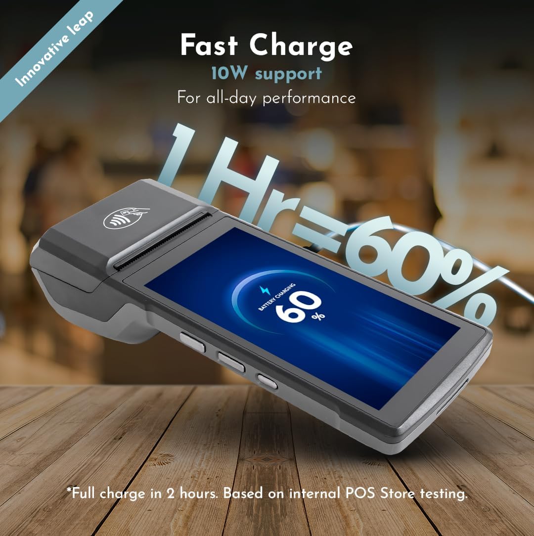 POS PDA H10 Receipt Printer Android 13 and 58mm High Speed Thermal Printer 5.5' Touch Screen. Handheld Mobil Point of Sale Tablet. Scan 1D/2D/QR barcodes. Support 4G. 3GB Ram+32GB ROM