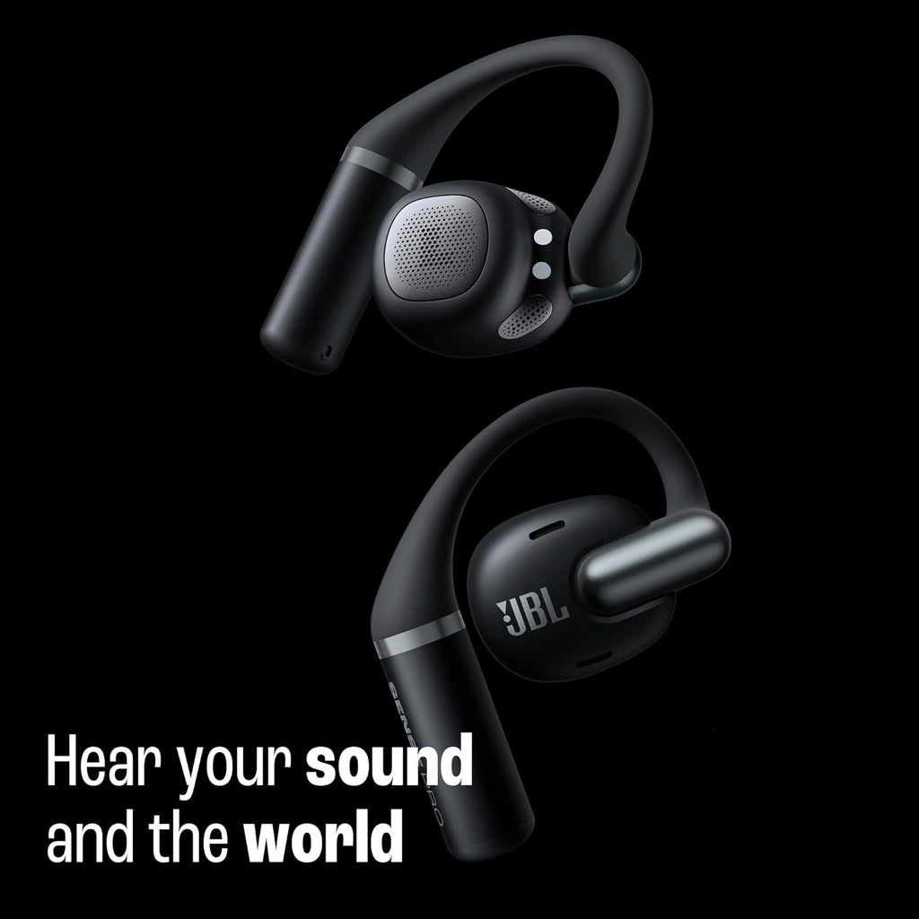 JBL Sense Pro - True Wireless Open-Ear Headphones with Spatial Sound, Hi-Res Audio Wireless with Adaptive bass Boost, 4-mic Crisp, Clear Calls 2.0 with AI-Trained Algorithm, All-Day Comfort (Black)